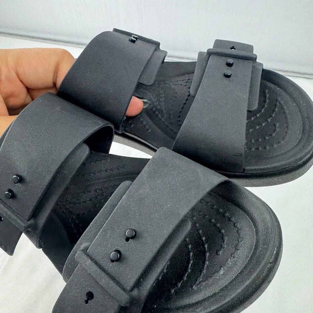 Crocs LiteRide Brooklyn Women Black Adjustable Strap Slides Sandals Size 6 - Picture 12 of 12